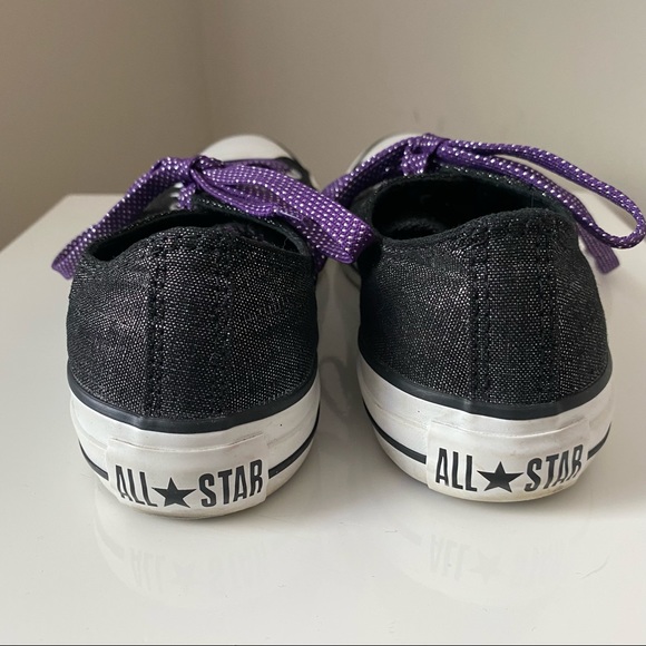 Black Converse Sneakers with metallic black finish and two sets of laces - Picture 6 of 16